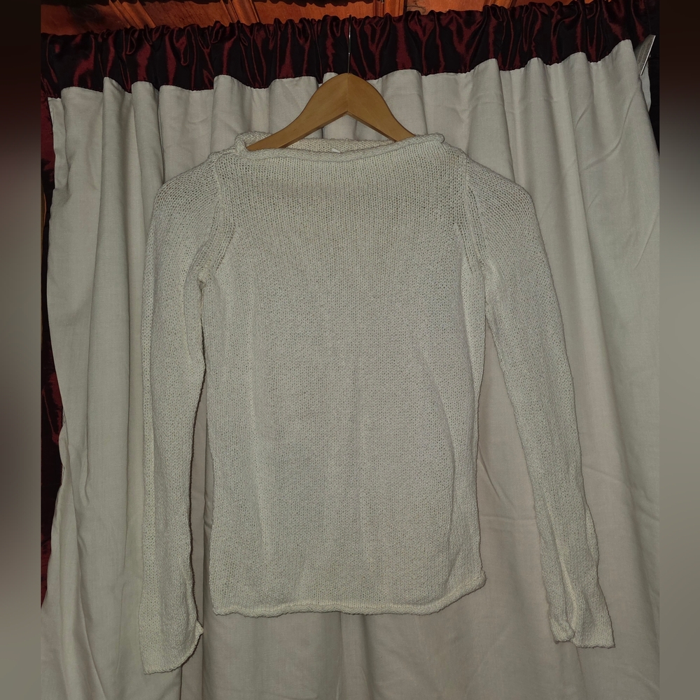 Women's J Crew Off White Loose Knit Sweater 100% Cotton